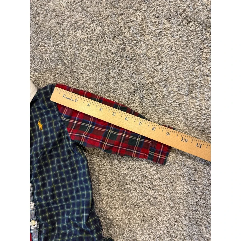 Ralph Lauren Romper Boys 9M Multi Plaid Patchwork Long Sleeve Button Down Pony